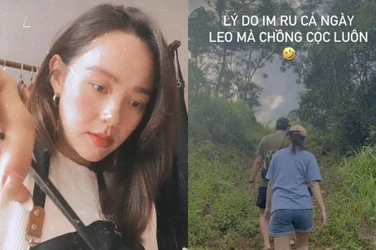 Minh Hằng bầu vượt mặt vẫn đi leo núi