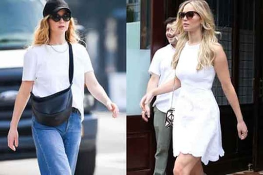 Street style toàn màu trung tính của minh tinh Jennifer Lawrence