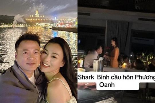 Rộ clip Phương Oanh được Shark Bình quỳ gối cầu hôn, trao nụ hôn nồng cháy trước mặt con gái của vợ cũ