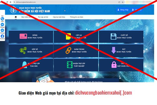 Cảnh báo: Xuất hiện trang web giả mạo Cổng dịch vụ công ngành BHXH Việt Nam