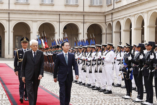 Tổng thống Italia chủ trì lễ đón Chủ tịch nước Võ Văn Thưởng và phu nhân
