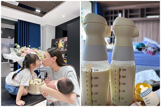 Đàm Thu Trang hút sữa tràn bình hơn 500ml mỗi cữ cho con trai út, các mẹ thi nhau xin bí quyết