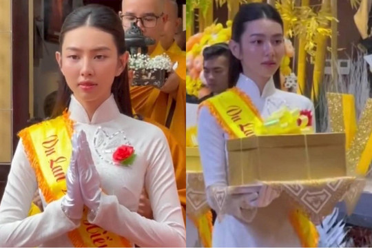 Hoa hậu Thùy Tiên giản dị trong ngày lễ Vu Lan