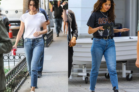 Mặc quần jeans ống đứng đơn giản mà sành điệu như Selena Gomez
