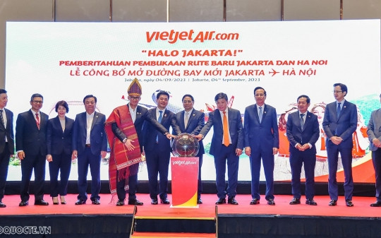ASEAN-43: Lễ công bố mở đường bay thẳng đầu tiên Hà Nội-Jakarta của Hãng hàng không Vietjet