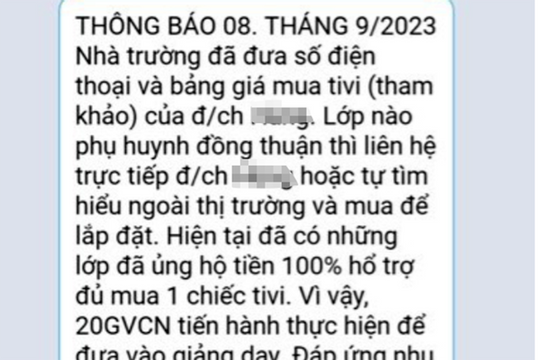 Một trường học ở Khánh Hòa trả lại tiền mua tivi cho phụ huynh