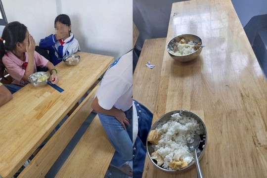 Xôn xao hình ảnh bữa ăn bán trú tại trường chỉ có cơm và đậu phụ