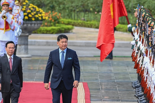 Chủ tịch nước Võ Văn Thưởng chủ trì lễ đón Tổng thống Mông Cổ thăm Việt Nam