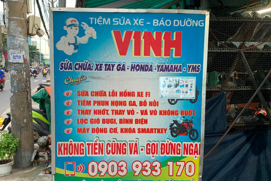 Tiệm sửa xe lạ đời: Có tiền cũng vá, không tiền cũng vá