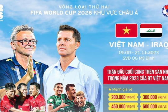 Mở bán trực tiếp vé xem tuyển Việt Nam và Iraq tại sân Mỹ Đình