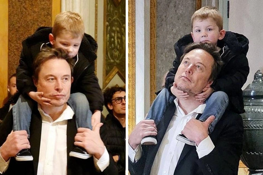 Hình ảnh tỷ phú Elon Musk cõng quý tử 3 tuổi đi xem triển lãm gây chú ý