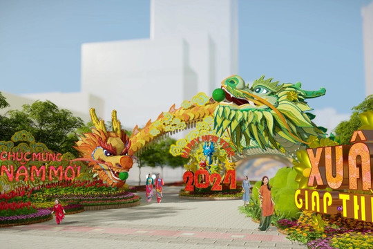 Lộ diện hình ảnh đường hoa phố đi bộ Nguyễn Huệ Tết Giáp Thìn 2024