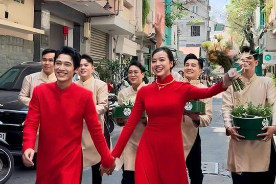 Hoa hậu Kiều Ngân đằm thắm trong lễ tân hôn với cựu thành viên nhóm 365