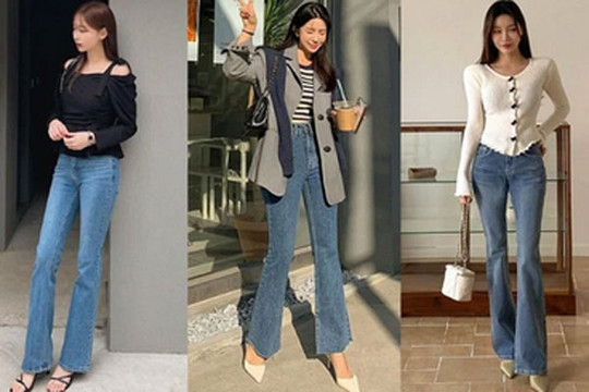 Quần jeans ống loe đang "hot" không kém quần ống rộng và 4 cách mặc sành điệu, siêu tôn dáng