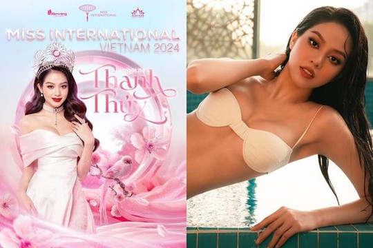 Hình ảnh hoa hậu Thanh Thủy trên trang chủ Hoa hậu Quốc tế gây chú ý