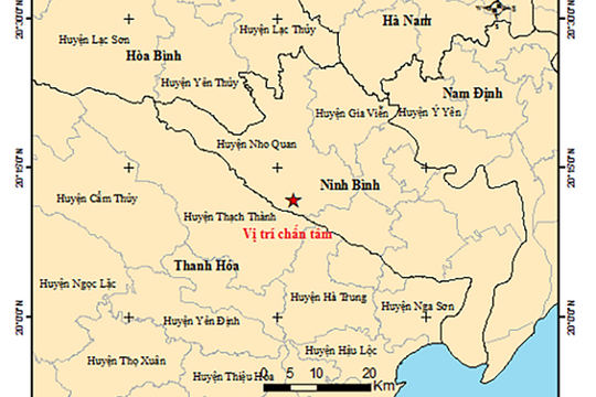 Động đất 3.4 độ richter ở Ninh Bình, độ sâu tiêu chấn 17km