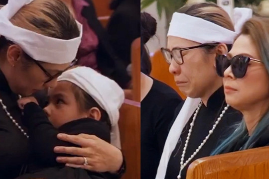 Vợ Đức Tiến lộ vẻ tiều tụy, bật khóc trong tang lễ của chồng ở Mỹ