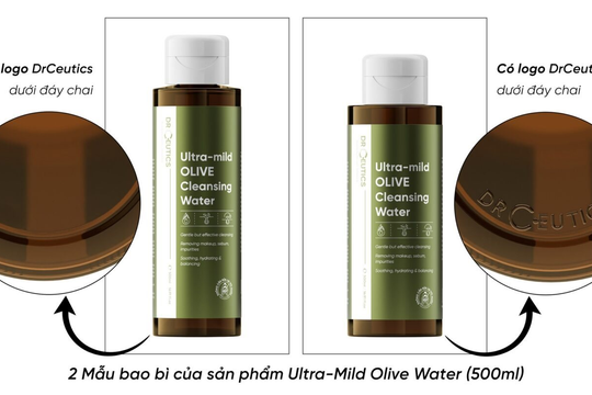 ‏Drceutics thông báo thay đổi mẫu bao bì sản phẩm Ultra-mild OLIVE Cleansing Water