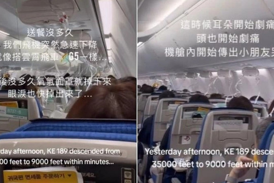 Máy bay chở 125 khách Hàn Quốc quay đầu vì rơi 8.000m trong 15 phút
