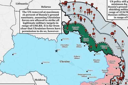 Bản đồ tiết lộ các căn cứ Nga trong phạm vi tấn công của tên lửa ATACMS