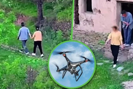 Chồng dùng flycam bắt quả tang vợ ngoại tình với sếp trong ngôi nhà đổ nát
