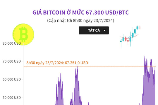 Giá Bitcoin ở mức 67.300 USD/BTC