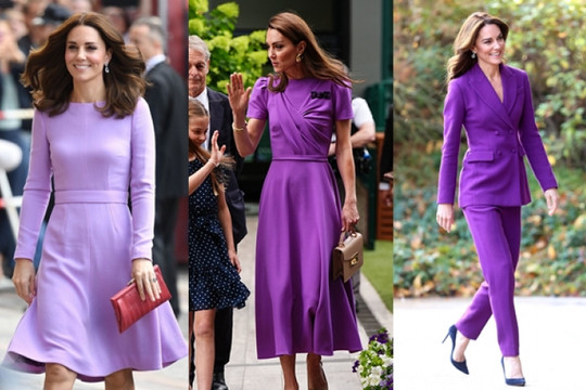 Diện trang phục sắc tím sang trọng như vương phi Kate Middleton