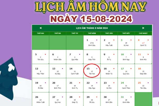 Lịch âm 15/8 - Âm lịch hôm nay 15/8 chính xác nhất - lịch vạn niên 15/8/2024