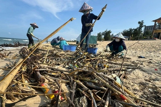 Lượng rác khổng lồ nghi từ các tỉnh miền Bắc đổ vào bờ biển Quảng Bình