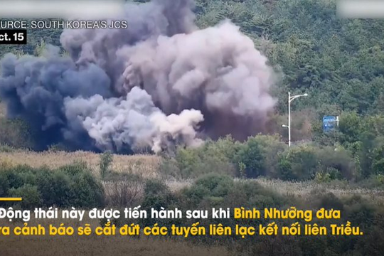 Công bố video Triều Tiên cho nổ tung tuyến đường kết nối với Hàn Quốc