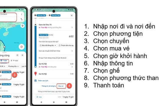 Ngành Đường sắt triển khai mở bán vé tàu hỏa qua bản đồ trực tuyến