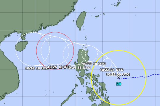 Bão Trà Mi hình thành ở phía Đông Philippines, dự báo vào Biển Đông