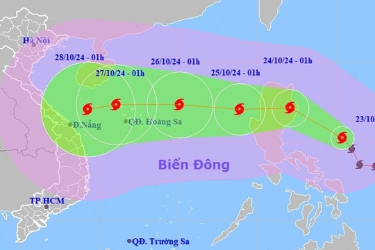 Bão Trà Mi tăng lên cấp 9, cường độ tiếp tục mạnh thêm