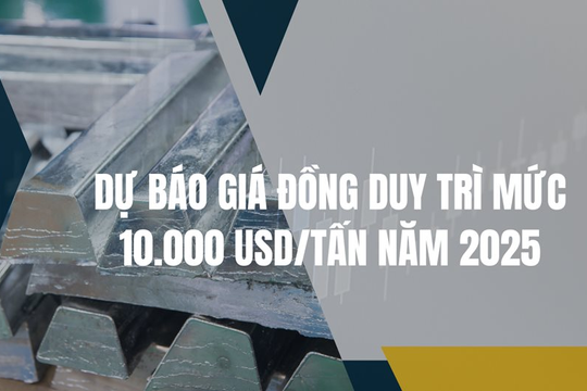 Dự báo giá đồng sẽ duy trì mức 10.000 USD/tấn vào năm 2025