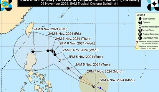 Áp thấp gần Philippines mạnh lên thành bão, có thể thành cuồng phong