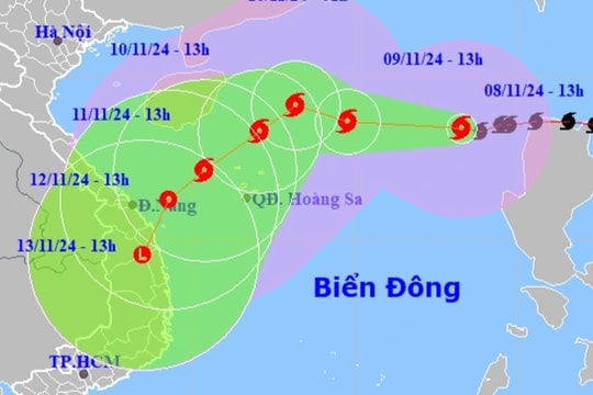 Bão Yinxing đổi hướng liên tục trên Biển Đông