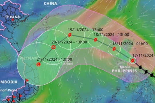 Siêu bão Man-yi duy trì cấp 16, giật trên cấp 17, sắp vào Biển Đông