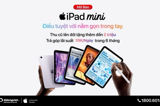 iPad Mini 7 có sẵn tại Di Động Việt, tặng đến 2 triệu đồng khi tham gia thu cũ - đổi mới