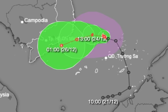 Biển Đông đón bão số 10, hướng về vùng biển Phú Yên đến Bà Rịa - Vũng Tàu