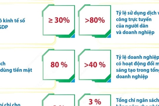 Một số chỉ tiêu về đổi mới sáng tạo và chuyển đổi số quốc gia đến năm 2030