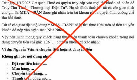 Thực hư thông báo 'thu thuế thương mại điện tử 10%' đang lan truyền trên mạng xã hội