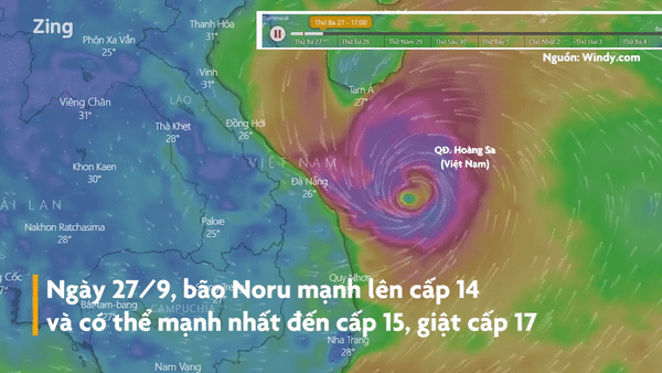 Dự báo đường đi, khu vực đổ bộ của siêu bão Noru