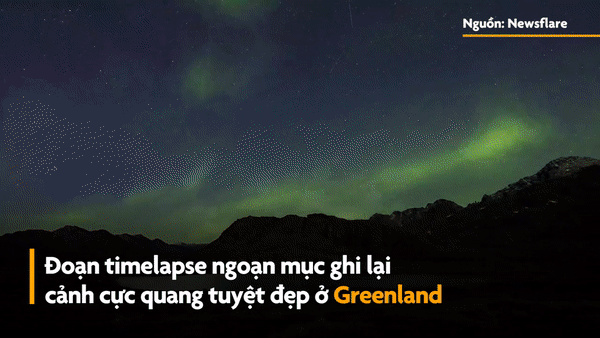 Cực quang 'nhảy múa' trên bầu trời đầy sao ở Greenland