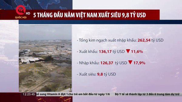5 tháng đầu năm Việt Nam xuất siêu 9,8 tỷ USD