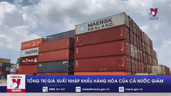 Tổng trị giá xuất nhập khẩu hàng hóa của cả nước giảm