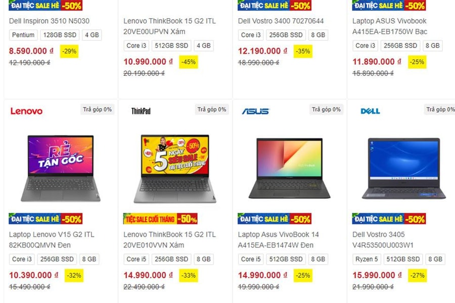Laptop giảm mạnh tới gần nửa giá, chỉ từ 6 triệu đồng