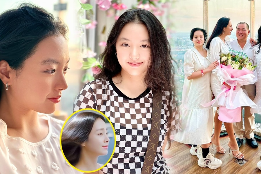 Thúy Hạnh khoe góc nghiêng của con gái xinh như Hoa hậu