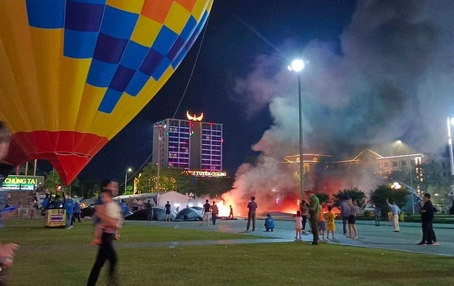 Khinh khí cầu bốc cháy ở Tuyên Quang, 6 người bị bỏng nhẹ