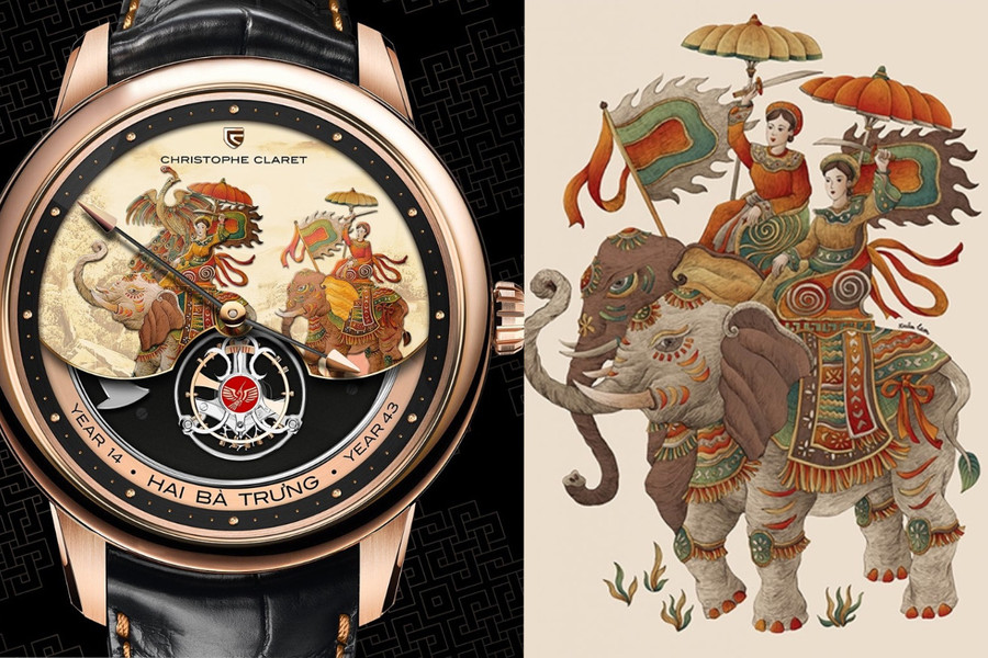 Tranh vẽ Hai Bà Trưng trên đồng hồ Thụy Sĩ 'đạo' tác phẩm của họa sĩ Việt?