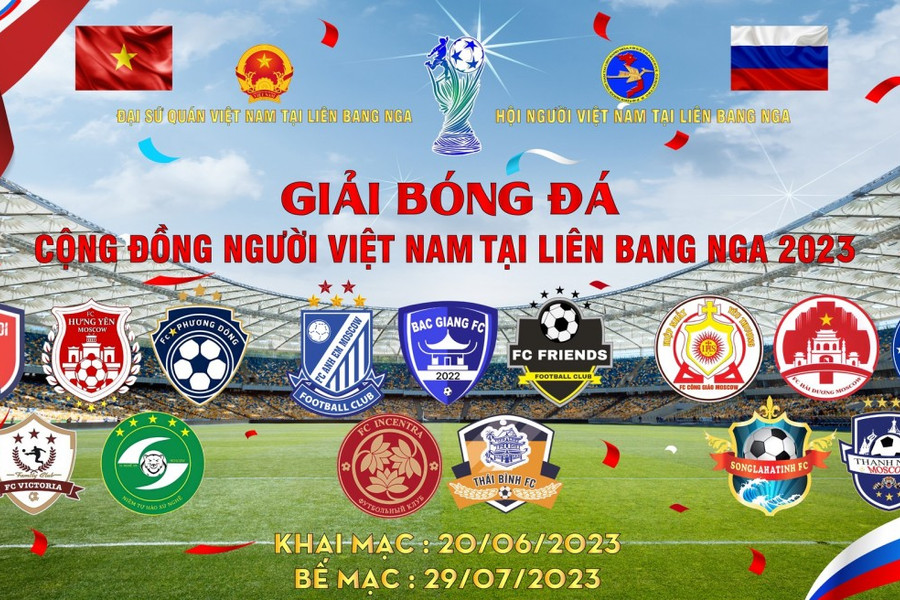 15 đội bóng tranh tài tại giải bóng đá cộng đồng người Việt Nam tại Nga